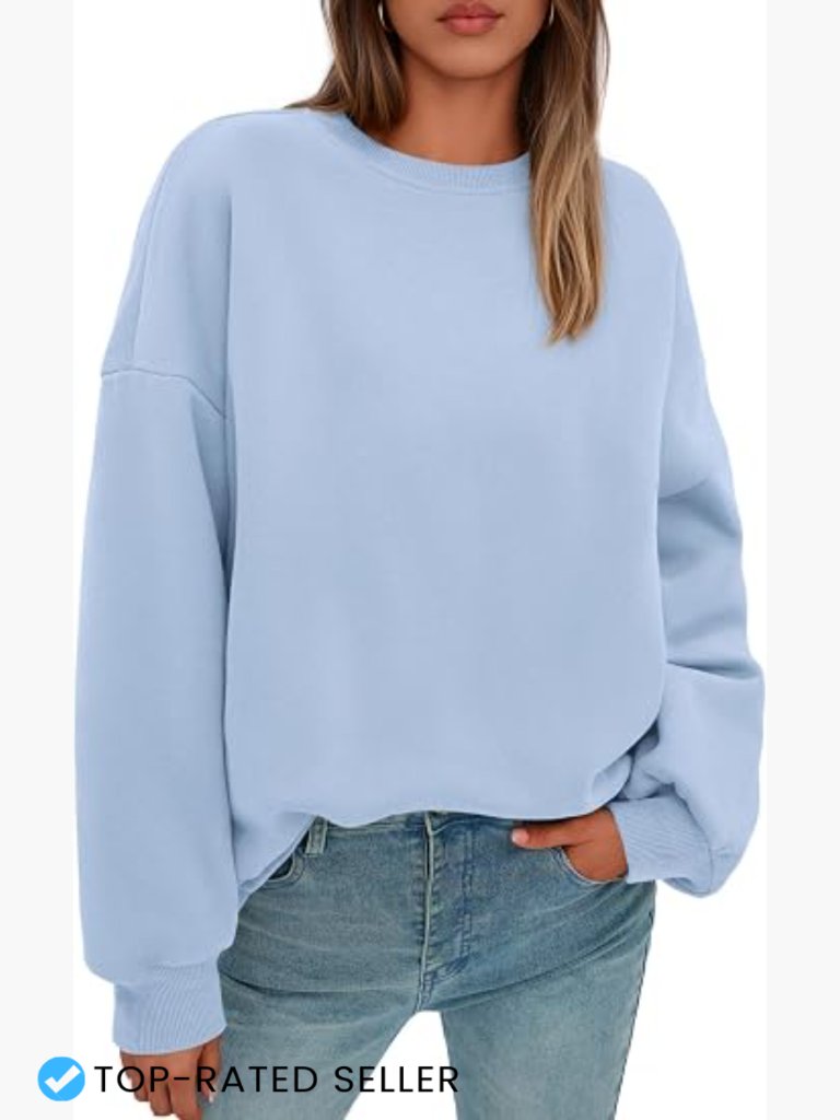 Oversized Crewneck Sweatshirt Pullover Long Sleeve Fleece Top Fall Winter